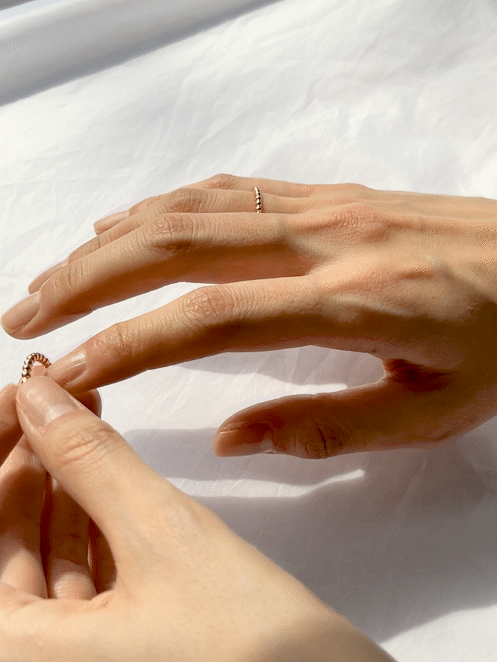 14K Solid Gold Layered Volume Bubble Ball Ring