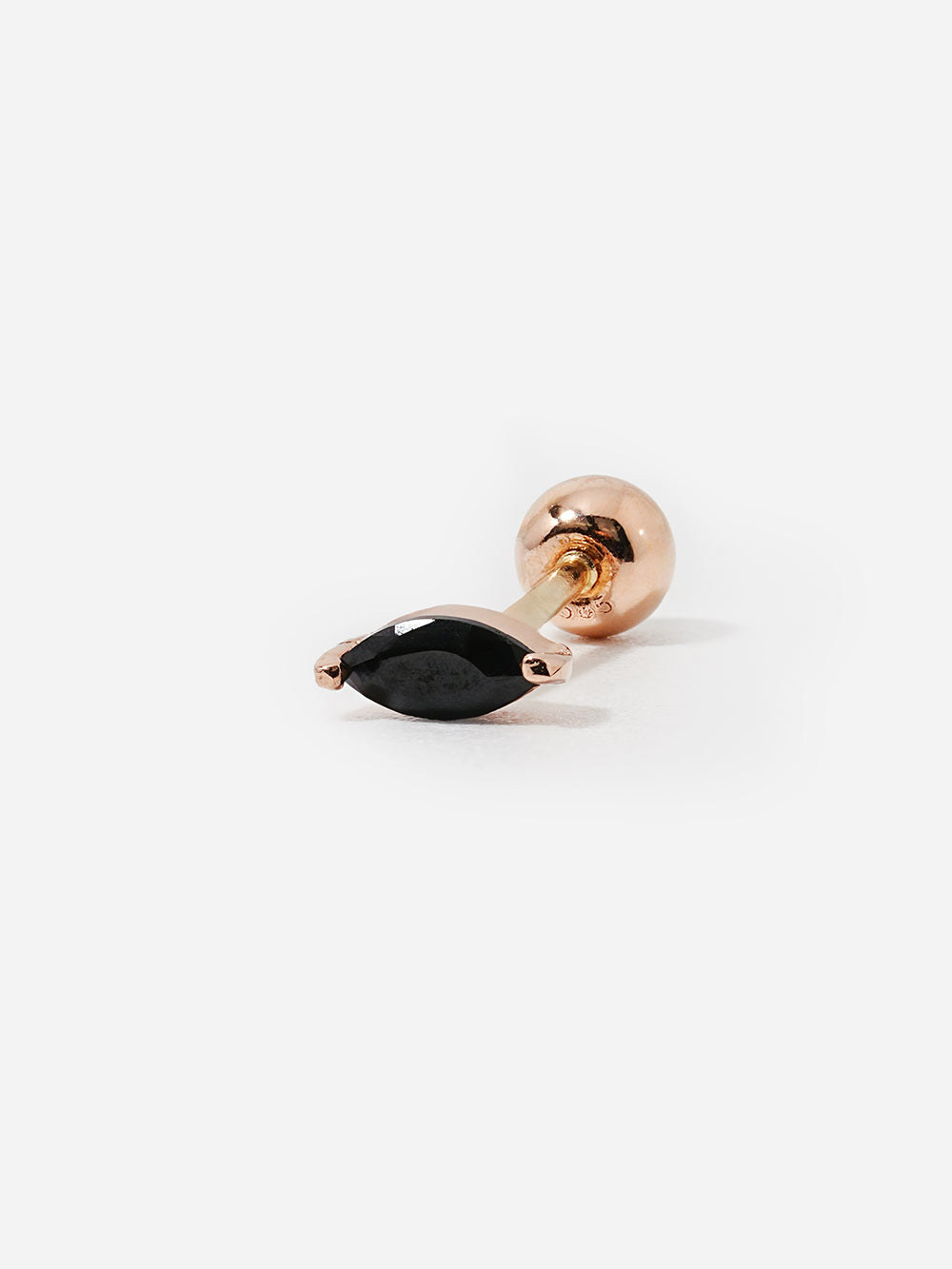 14K Solid Gold Black Boat Cubic Cartilage Earring 20G18G16G