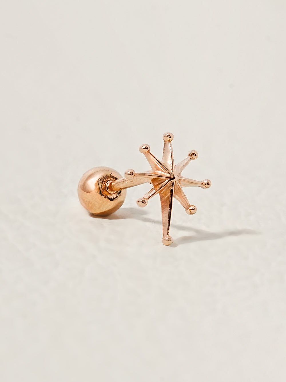 14K Solid Gold Stellar Spike Cartilage Earring 20G