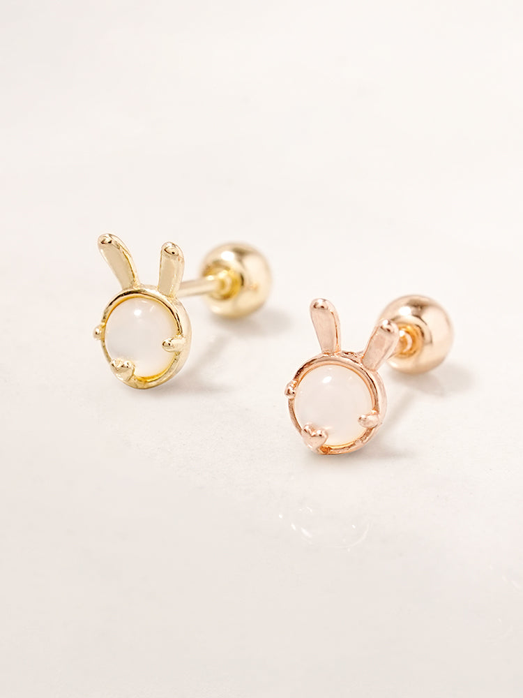 14K Solid Gold Bunny Bunny Carrot Rabbit Cartilage Earring 20G