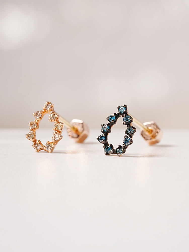 14K Solid Gold Circle of Star Cartilage Earring 18G