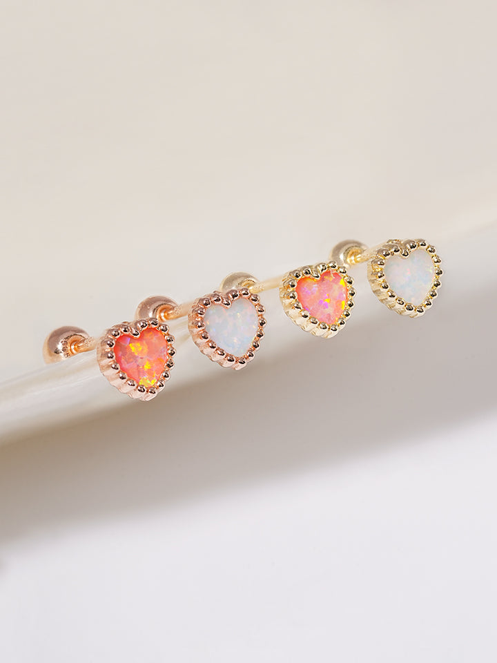 14K Solid Gold Bold Classic Antique Heart Cartilage Earring 20G