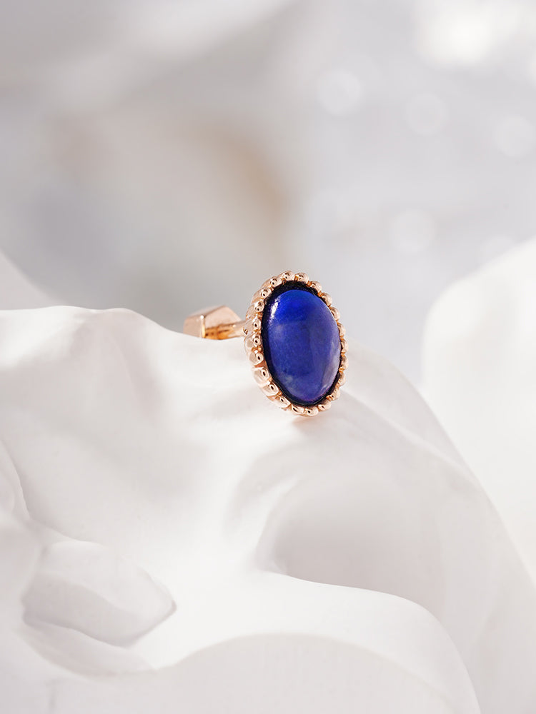 14K Gold Elegance Crown Lapis Lazuli Cartilage Earring 18G