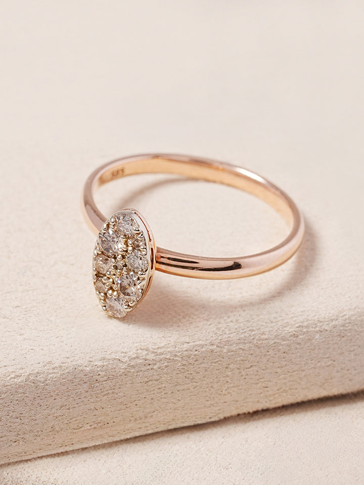 14K 18K Solid Gold Glitter Oval Diamond Ring