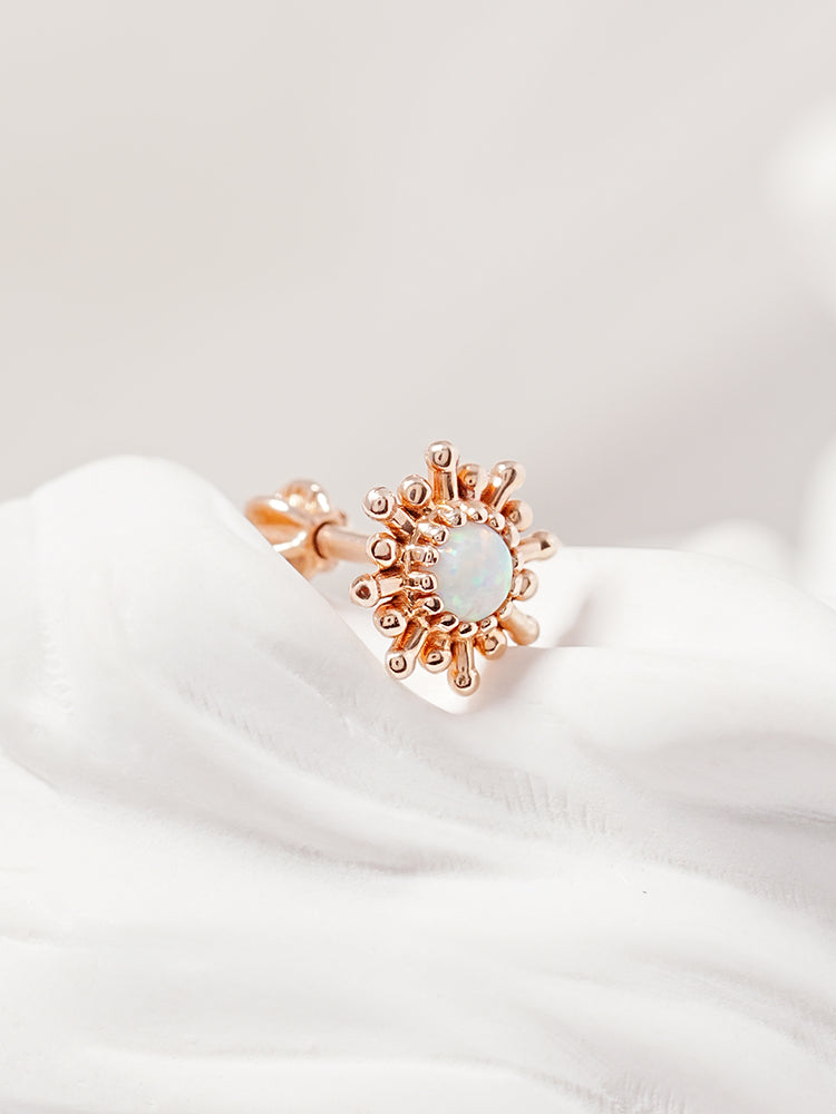 14K Gold Golden Sunrise Opal Cartilage Earring 18G16G