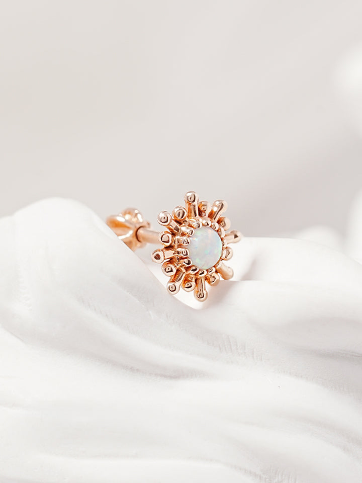 14K Gold Golden Sunrise Opal Cartilage Earring 18G16G