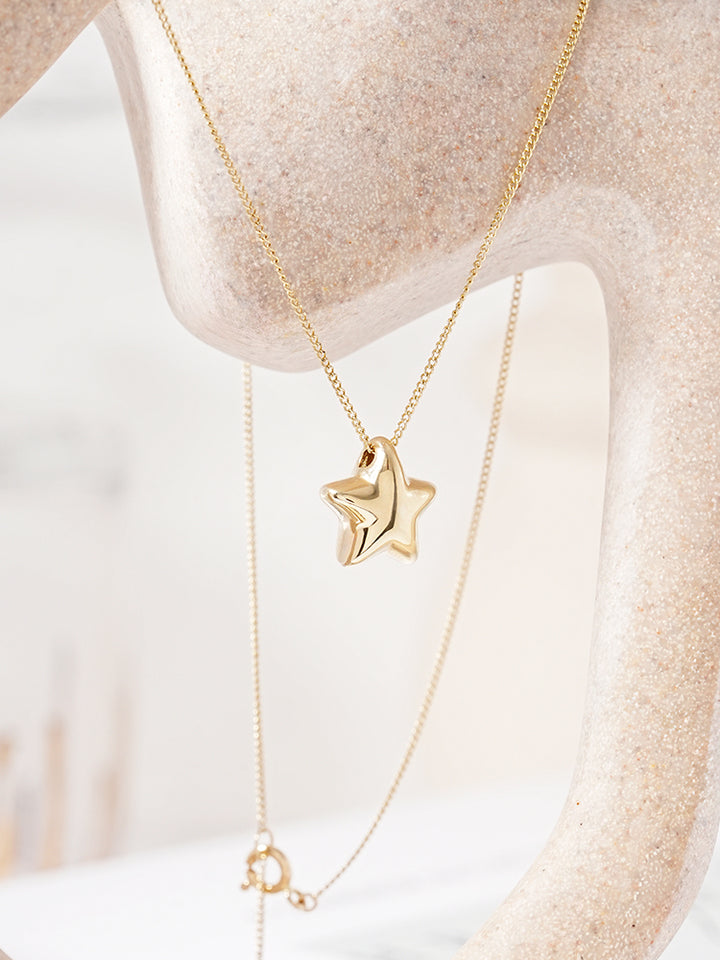 14K Solid Gold Star Golden Layer Necklace