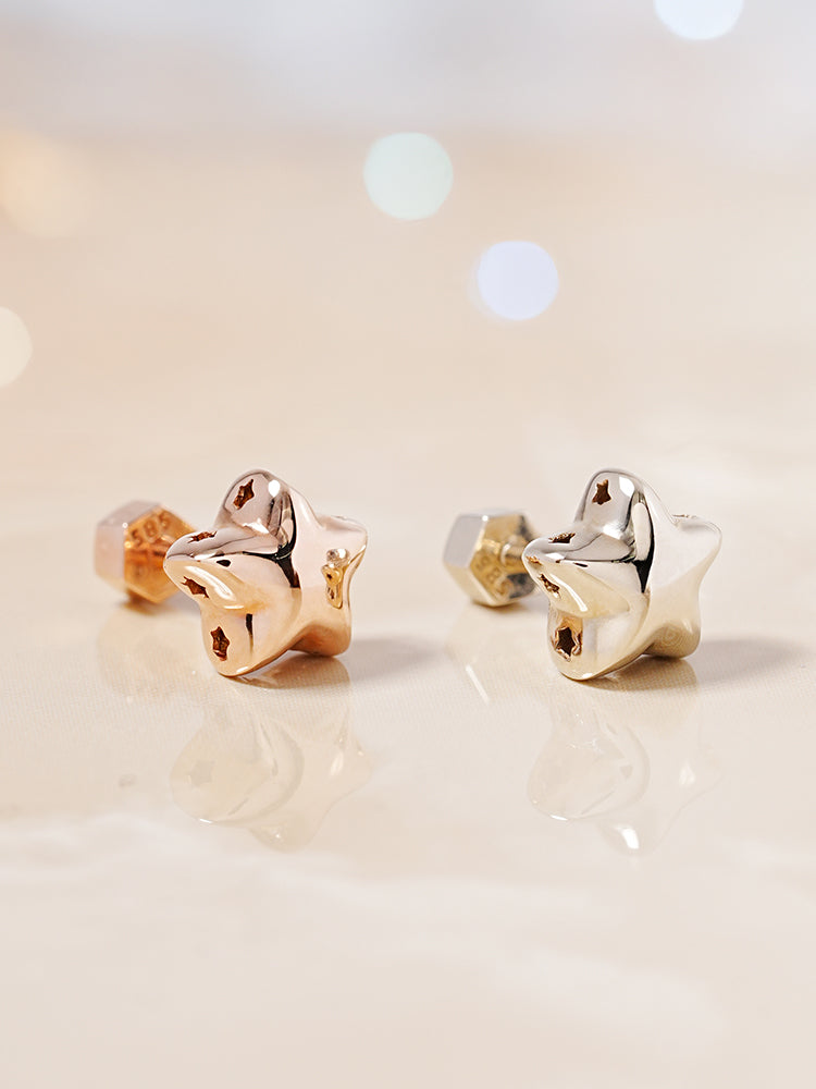 14K Solid Gold Star Golden Layer Cartilage Earring 18G