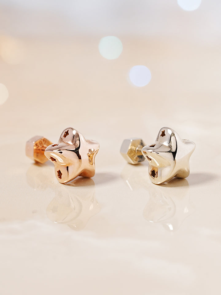14K Solid Gold Star Golden Layer Cartilage Earring 18G