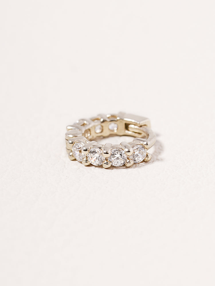 14K 18K Solid Gold Lab Diamond Eternity Tennis Cartilage Hoop Earring