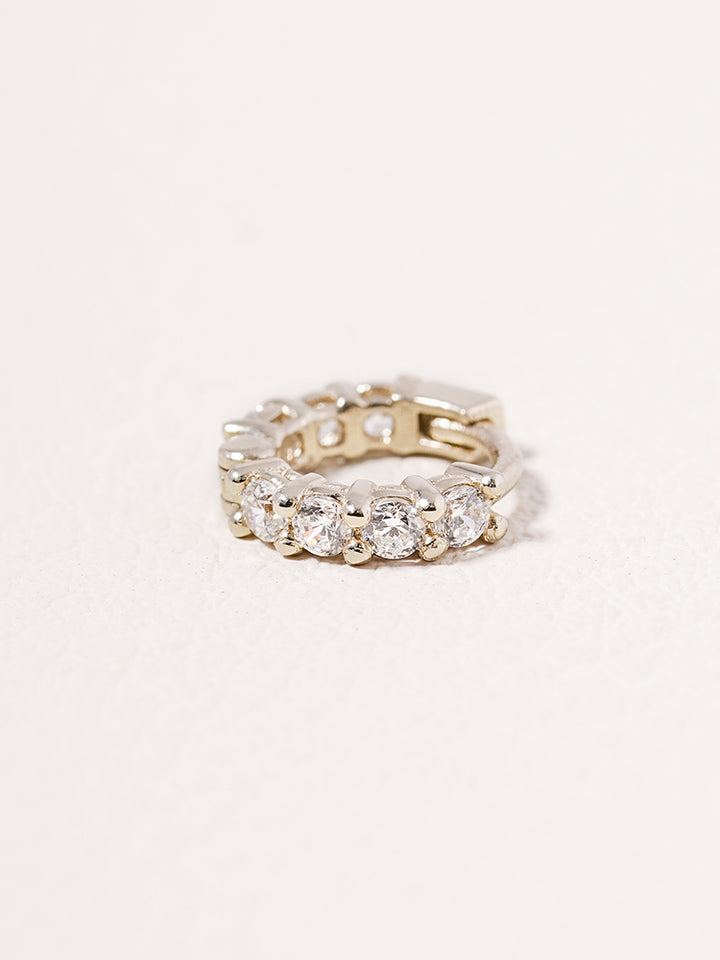 14K 18K Solid Gold Lab Diamond Eternity Tennis Cartilage Hoop Earring