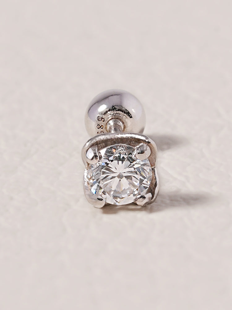 14K Solid Gold Lab Diamond Classic Square Cartilage Earring 20G18G16G