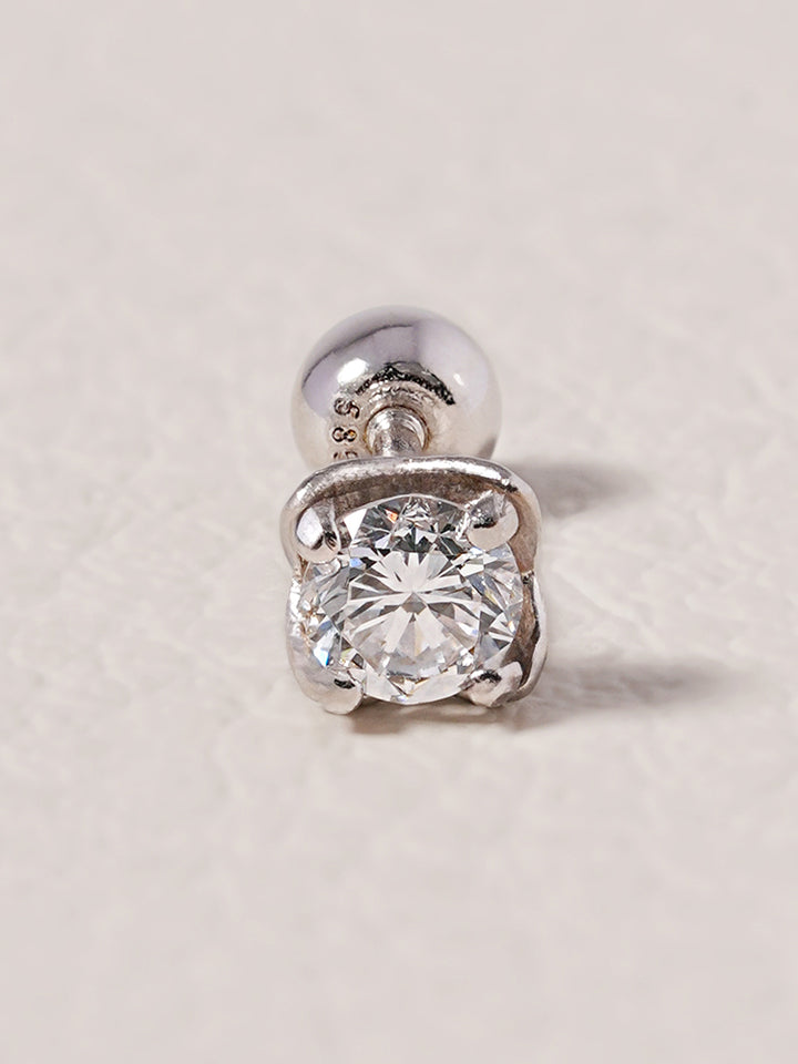 14K Solid Gold Lab Diamond Classic Square Cartilage Earring 20G18G16G