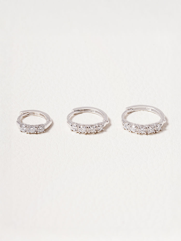 14K 18K Solid Gold Lab Diamond Layered Daily Cartilage Hoop Earring