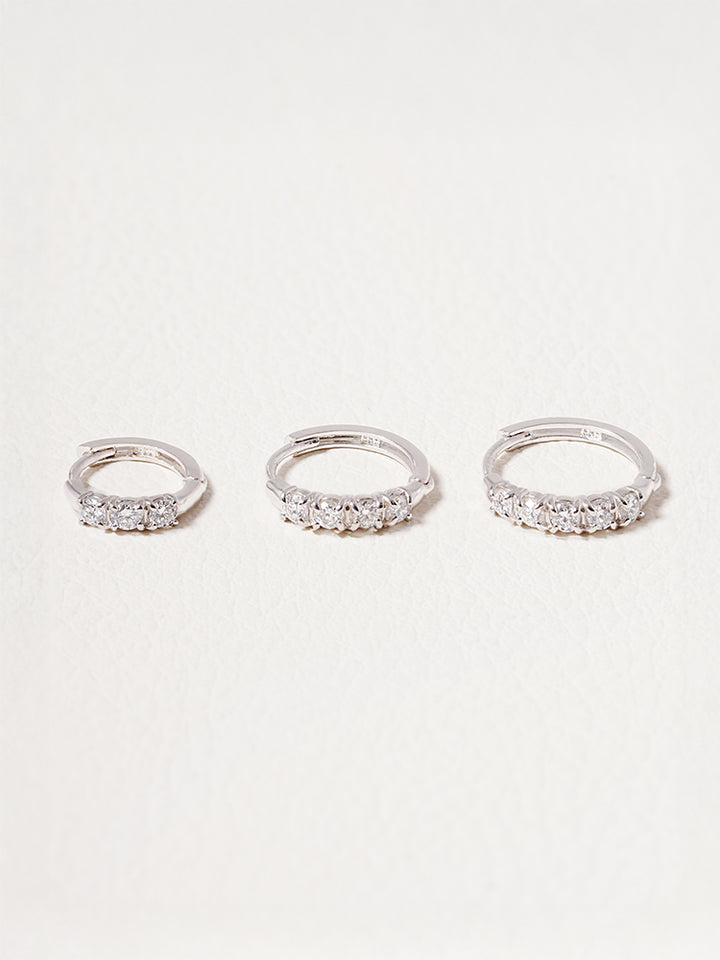 14K 18K Solid Gold Lab Diamond Layered Daily Cartilage Hoop Earring