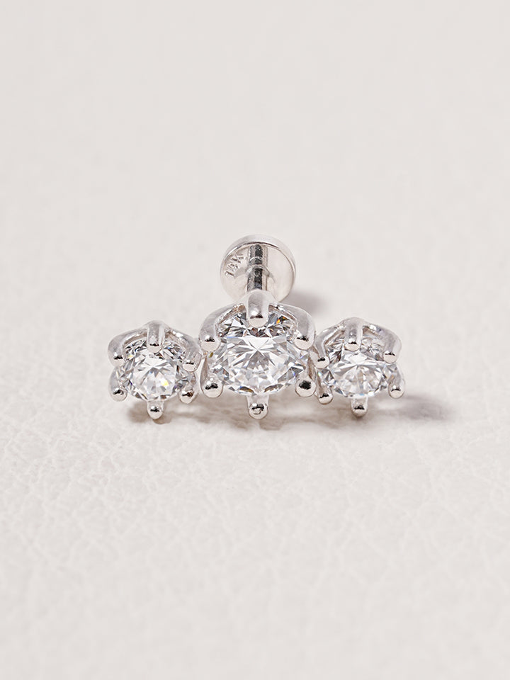 14K Solid Gold Lab Diamond Lumiere Internally Threaded Labret Piercing 20G