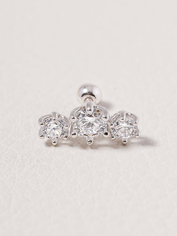 14K Solid Gold Lab Diamond Lumiere Cartilage Earring 20G18G16G