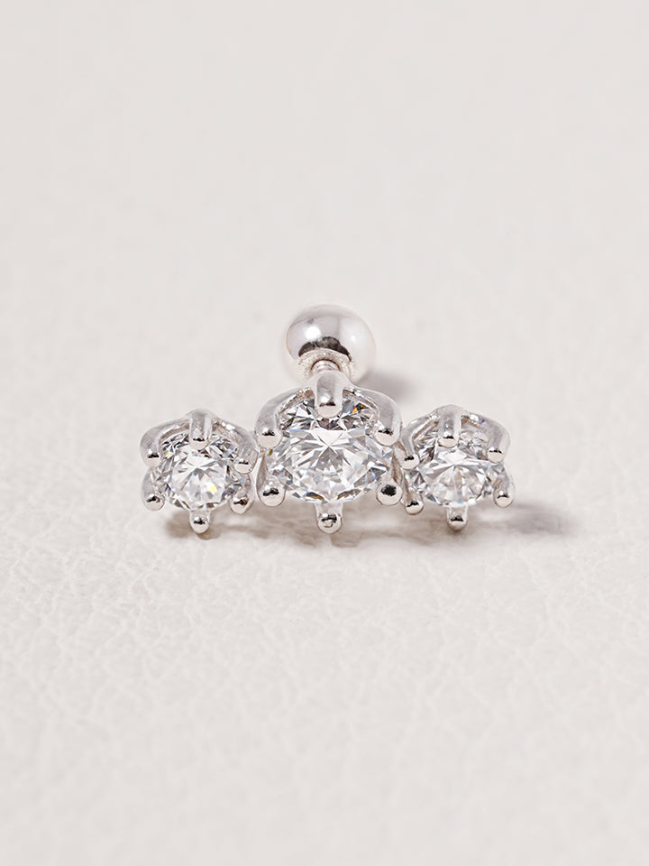 14K Solid Gold Lab Diamond Lumiere Cartilage Earring 20G18G16G