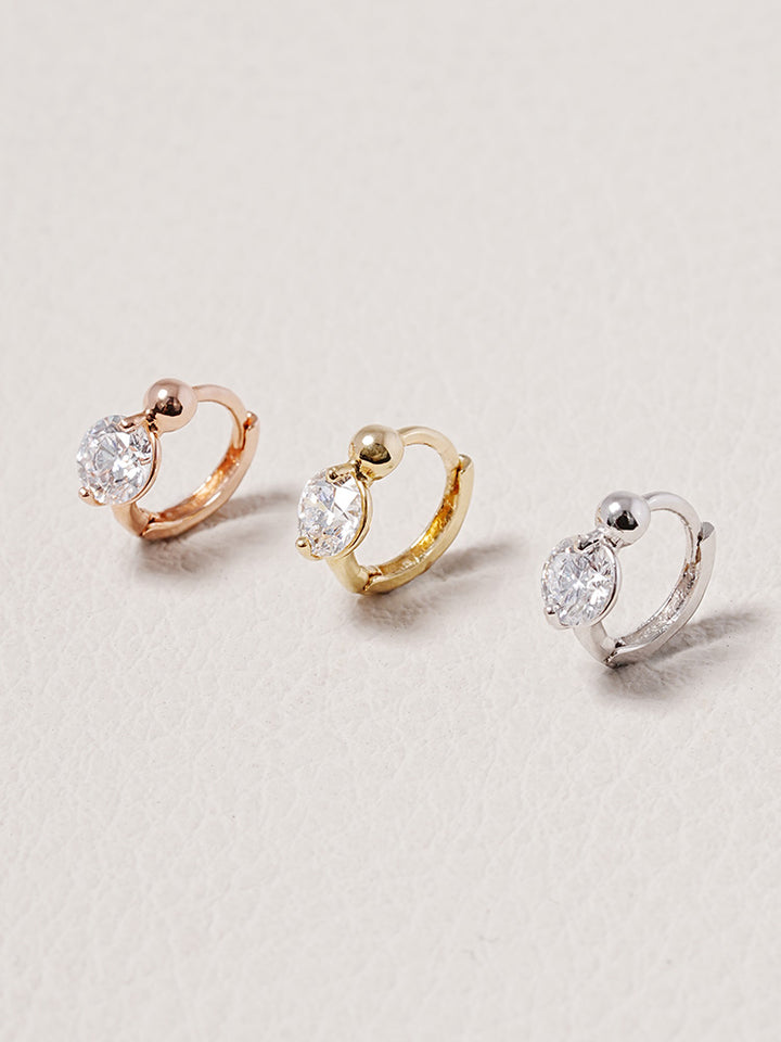 14K 18K Solid Gold Lab Diamond Mini Rediant Cartilage Hoop Earring