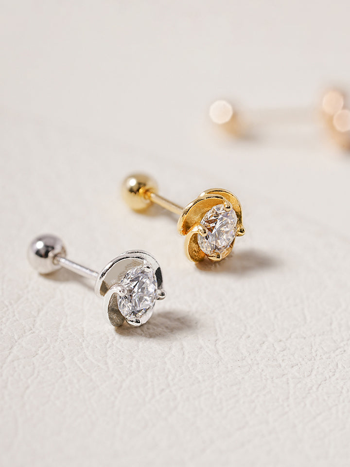 14K Solid Gold Lab Diamond Rose Cartilage Earring 20G18G16G