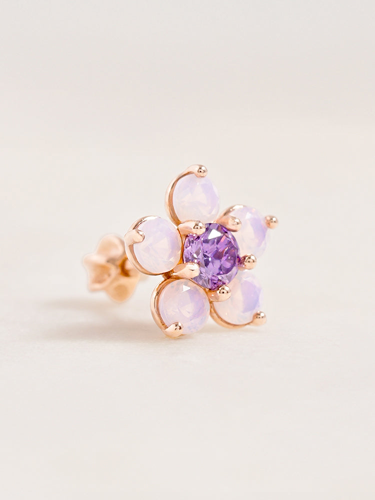 14K Solid Gold Lilac Blossom Cartilage Earring 18G16G