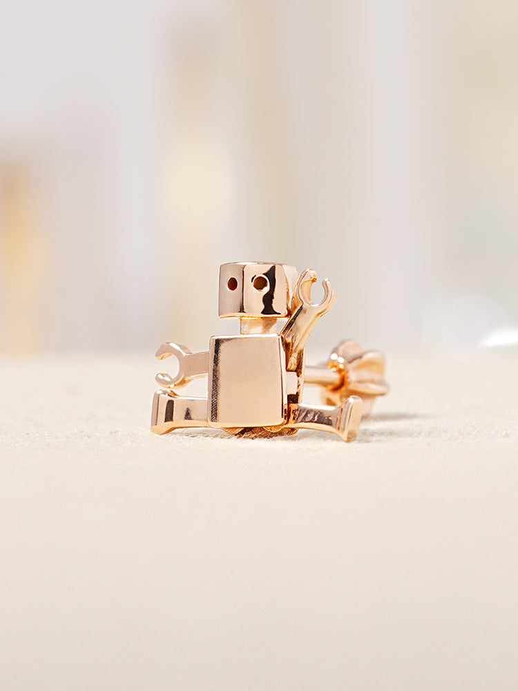 14K Gold Little Joint Robot Cartilage Earring 18G16G