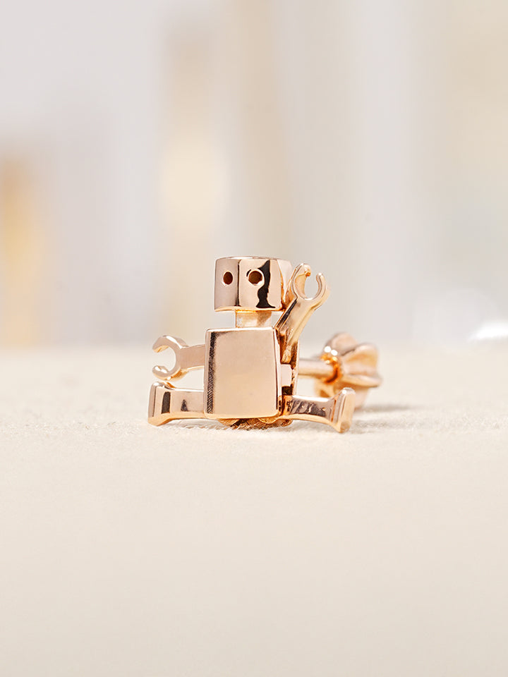 14K Gold Little Joint Robot Cartilage Earring 18G16G