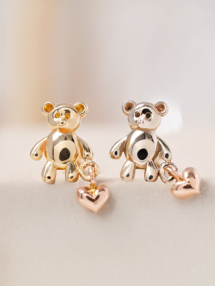 14K Gold Love Heart Bear Cartilage Earring 18G16G