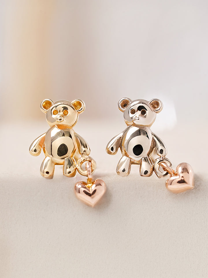 14K Gold Love Heart Bear Cartilage Earring 18G16G