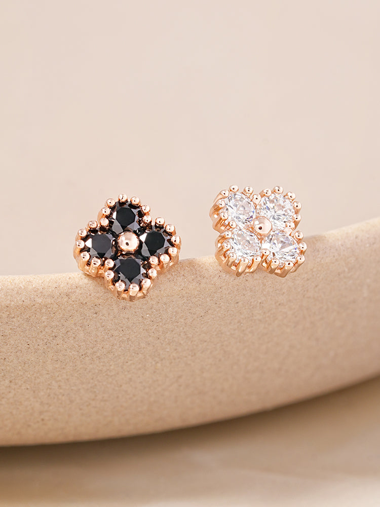 14K Solid Gold Midnight Clover Bloom Cartilage Earring 18G16G