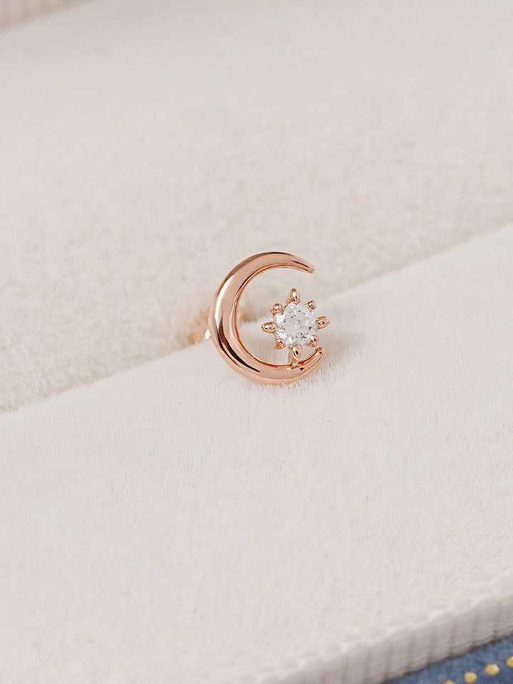 14K Gold Moon Light Star Cartilage Earring 18G16G