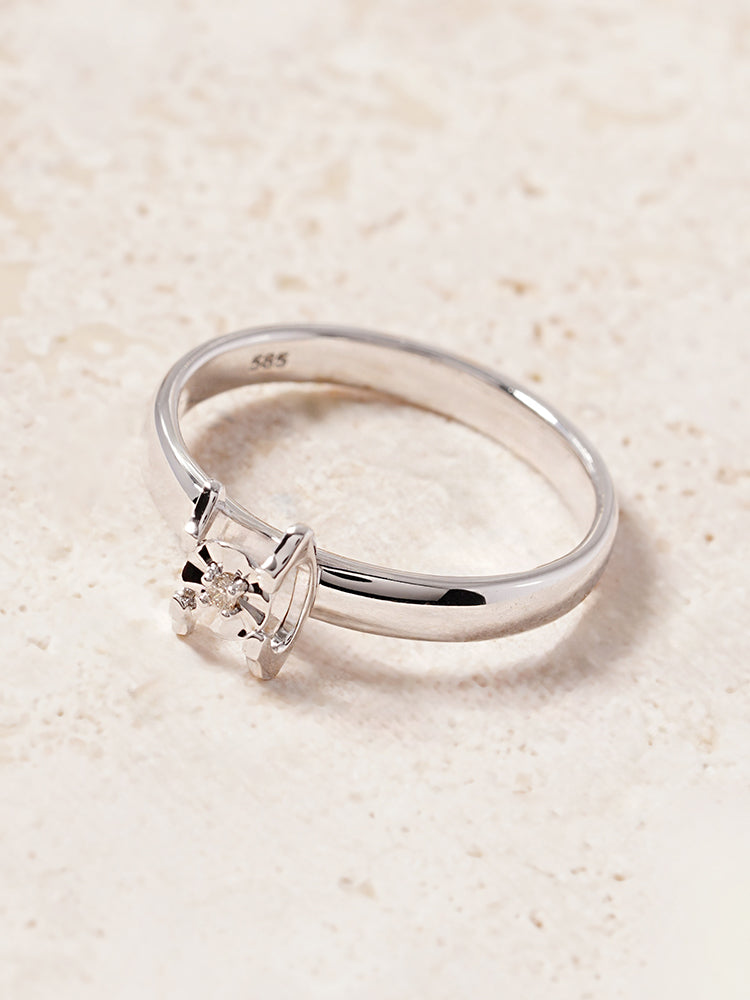 14K 18K Solid Gold Platinum Frame Diamond Ring