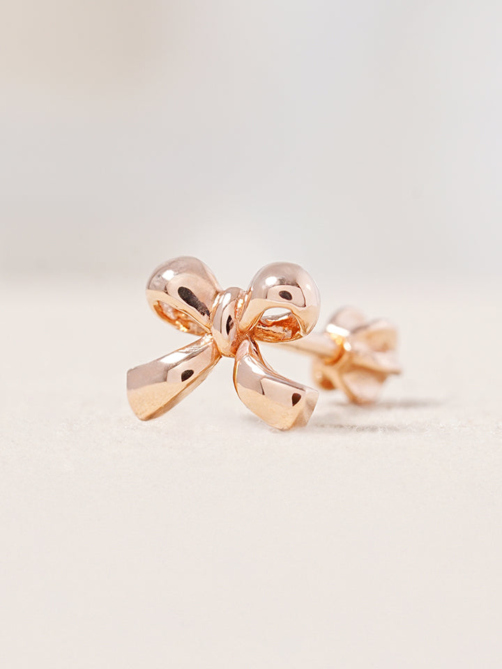 14K Solid Gold Ribbon Shape Cartilage Earring 18G16G