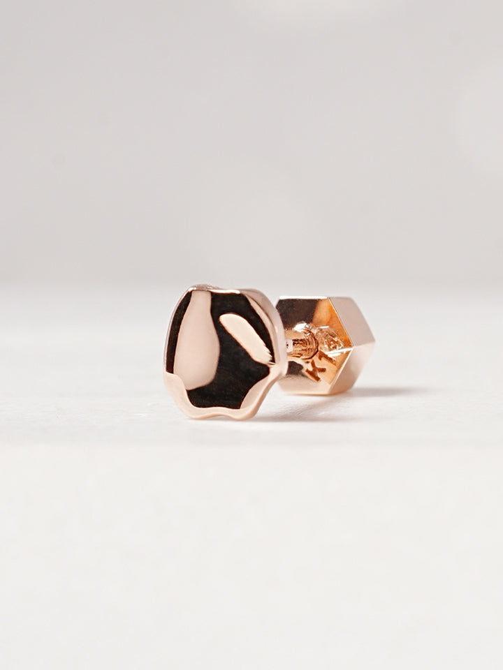 14K Gold Rough Disc Cartilage Earring 18G