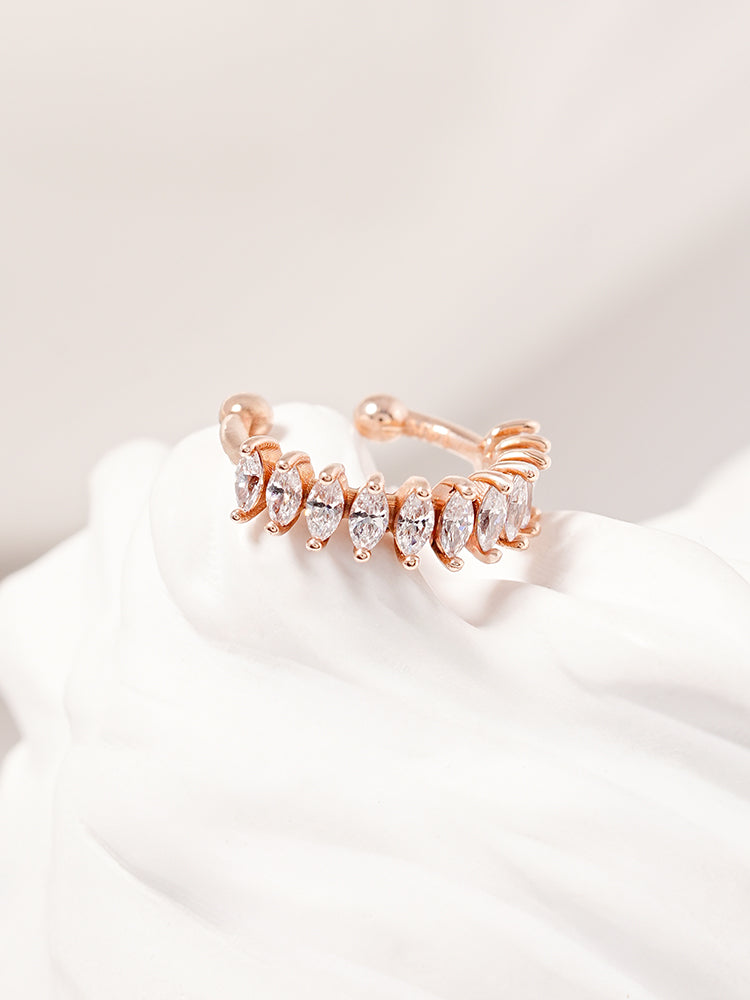 14K Solid Gold Shine Crystal Inner Conch Ear Cuff