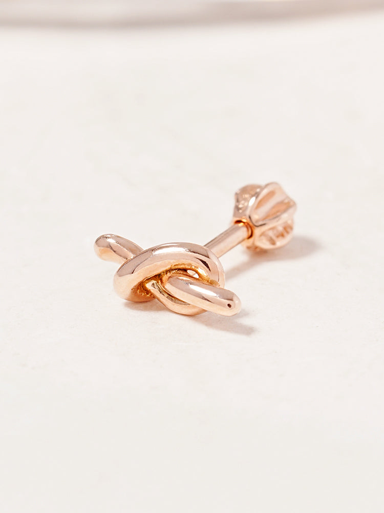 14K Solid Gold Simple Knot Point Cartilage Earring 18G16G