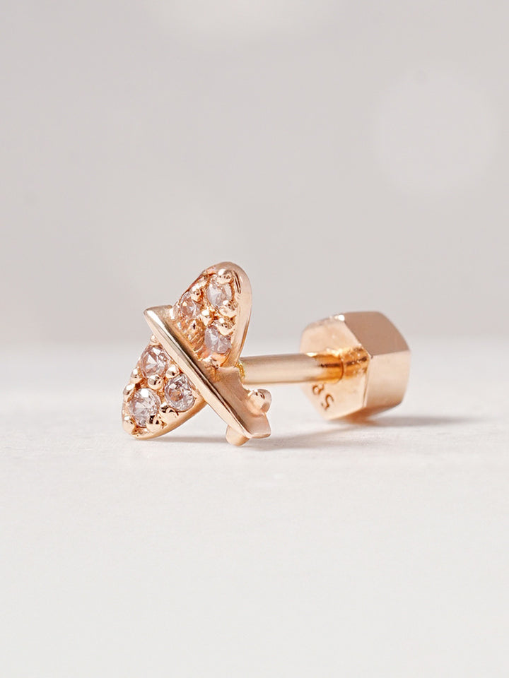 14K Gold Sky Glow Flying Cartilage Earring 18G