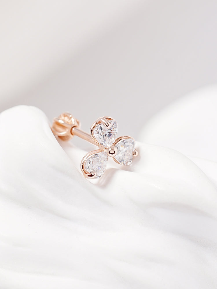 14K Gold Trio Clover Cartilage Earring 18G16G