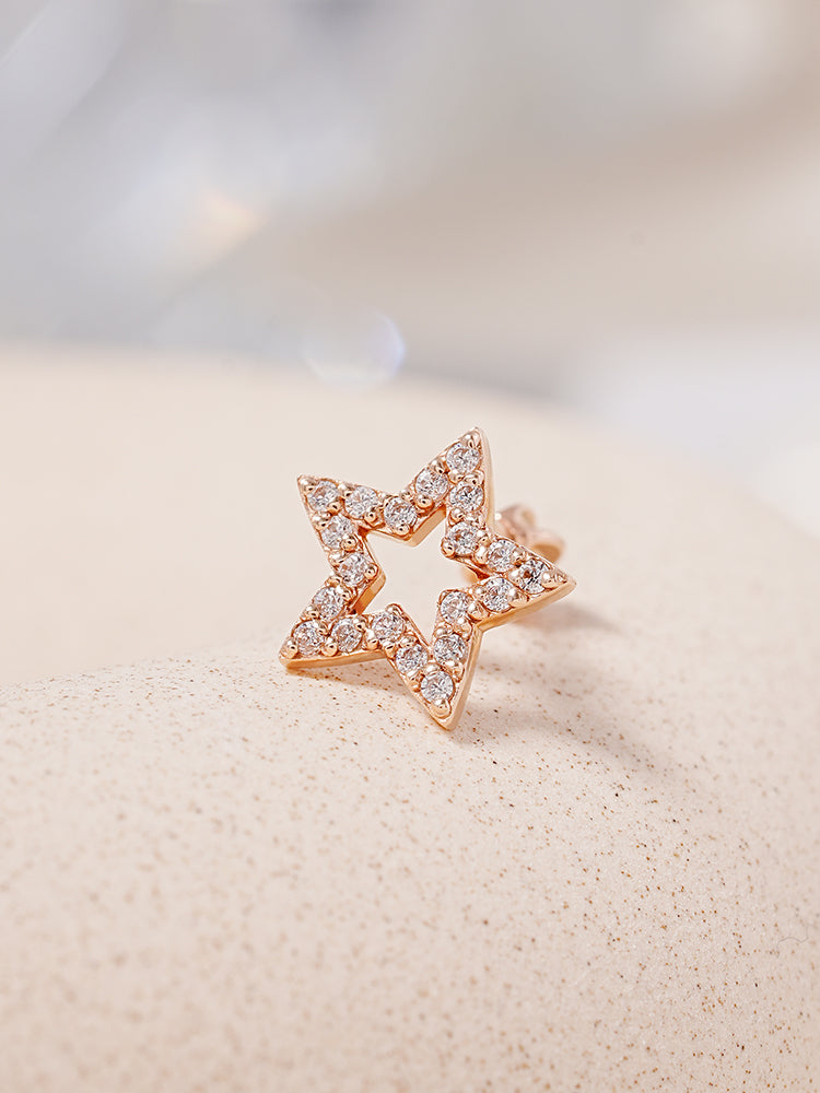 14K Gold Cubic Twinkle Star Cartilage Earring 18G16G