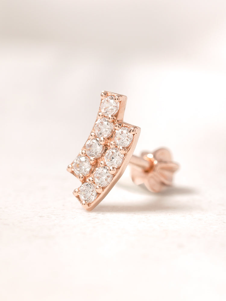 14K Gold Wave Line Cartilage Earring 18G16G