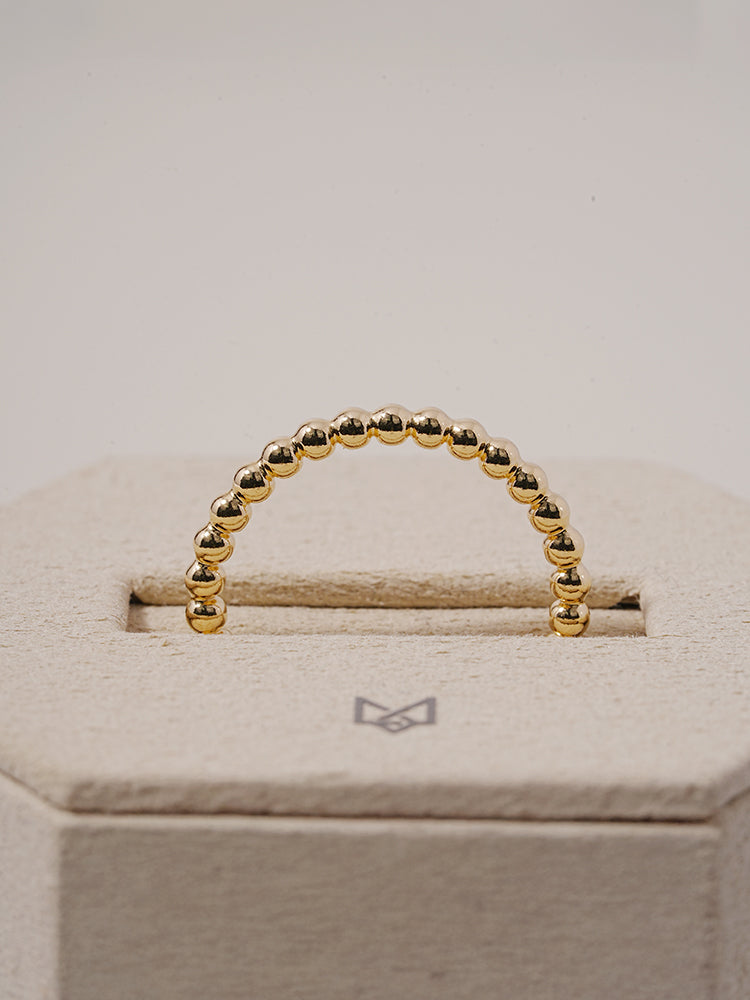 14K Solid Gold Layered Volume Bubble Ball Ring