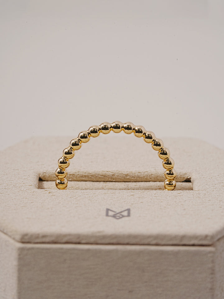14K Solid Gold Layered Volume Bubble Ball Ring