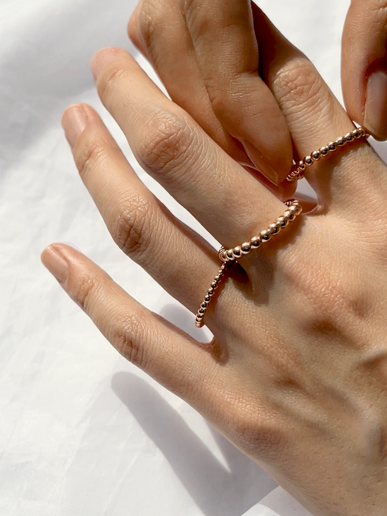 14K Solid Gold Layered Volume Bubble Ball Ring