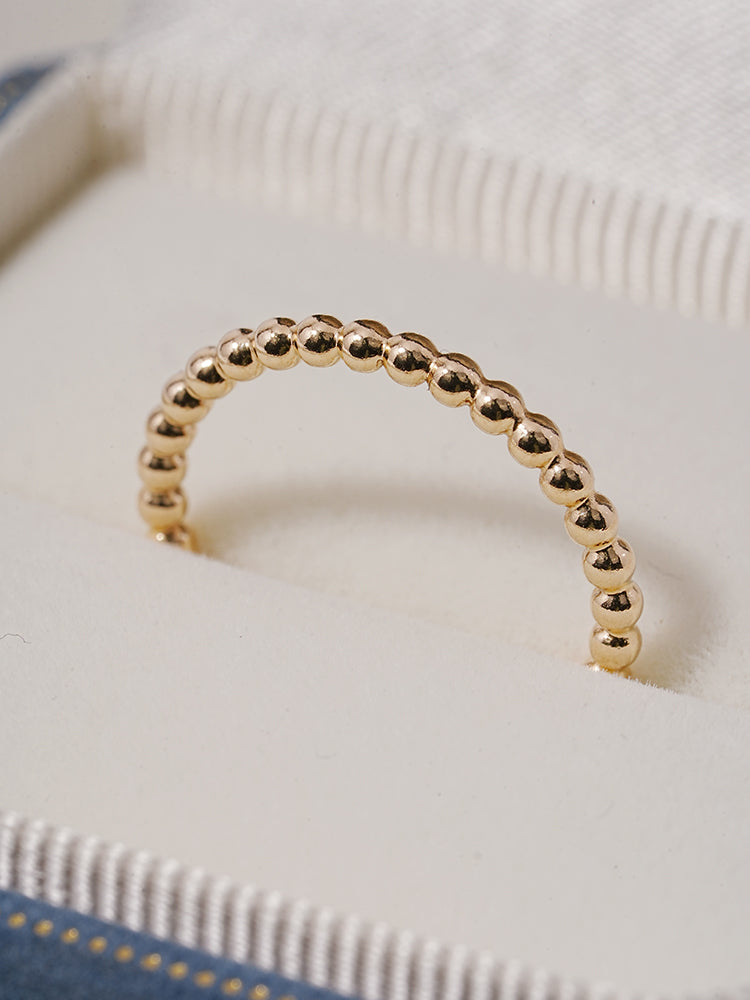 14K Solid Gold Layered Volume Bubble Ball Ring
