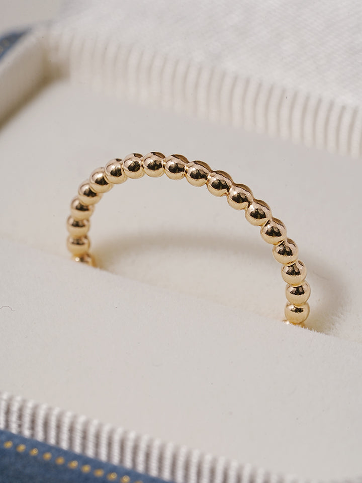 14K Solid Gold Layered Volume Bubble Ball Ring