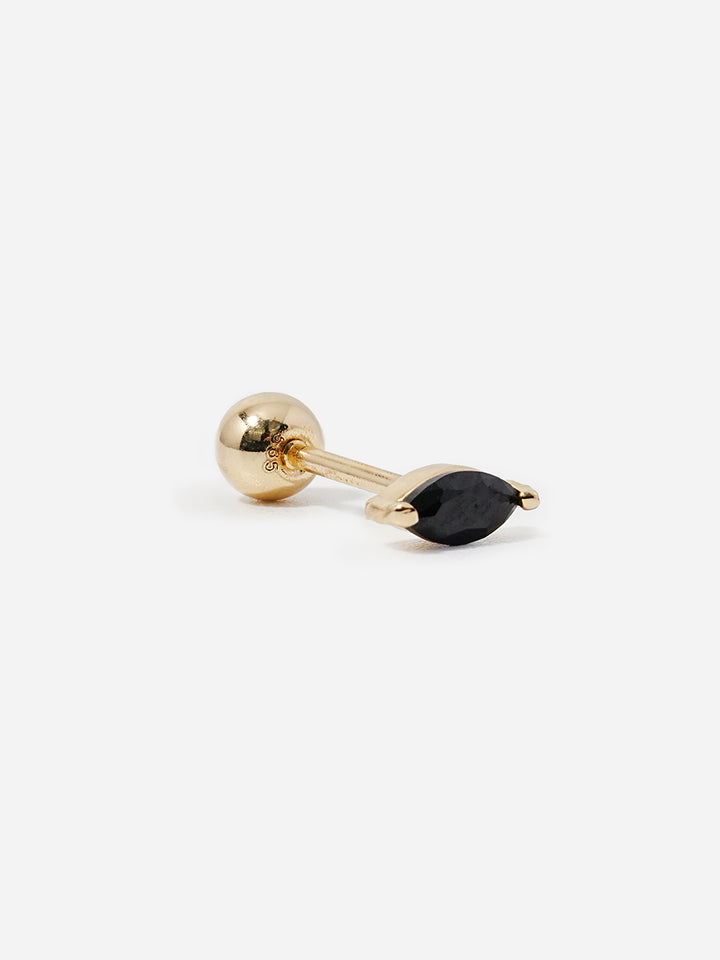 14K Solid Gold Black Boat Cubic Cartilage Earring 20G18G16G