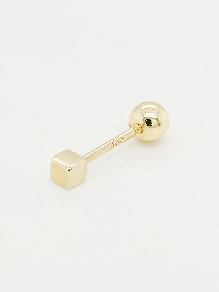 14K Solid Gold Micro Cube Box Cartilage Earring 20G