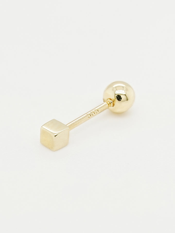 14K Solid Gold Micro Cube Box Cartilage Earring 20G