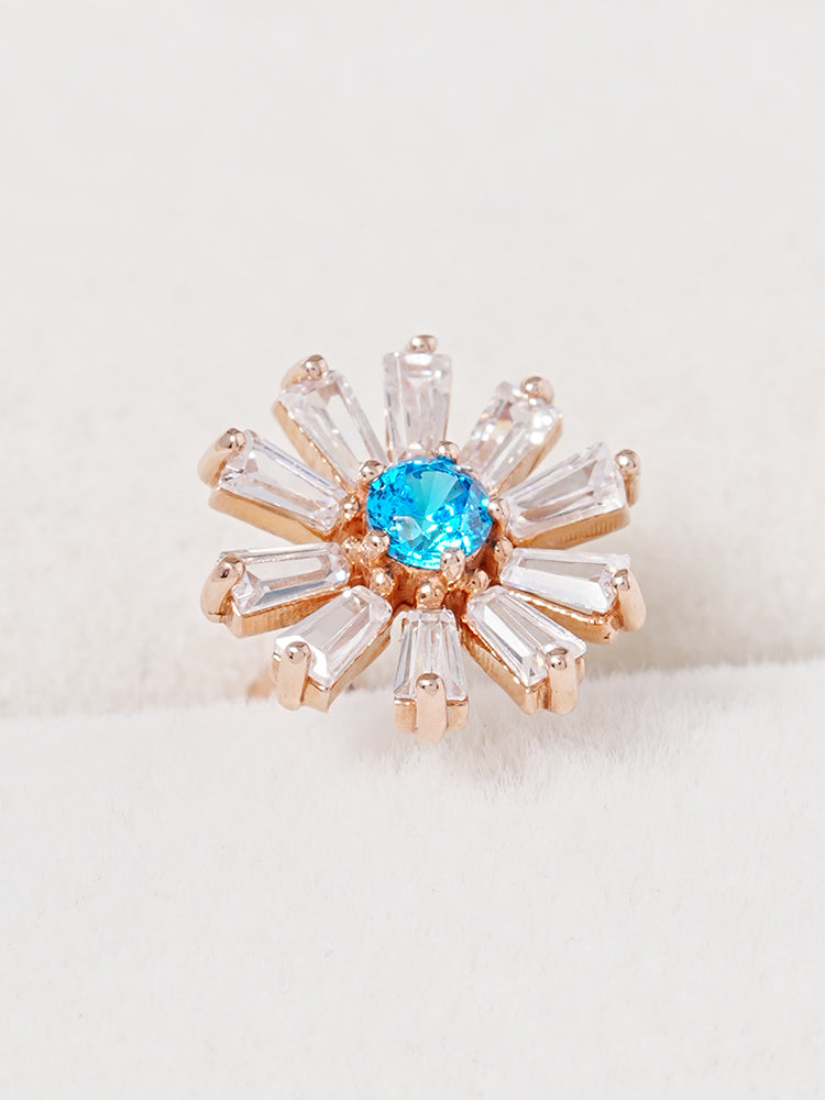 14K Gold Blue Sunshine Cartilage Earring 18G16G