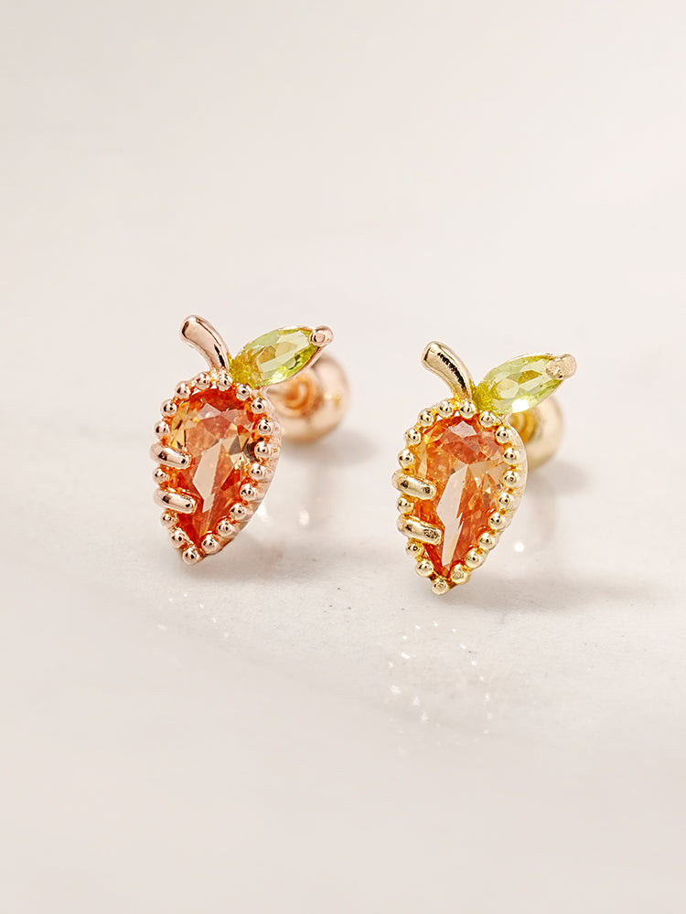 14K Solid Gold Bunny Bunny Carrot Rabbit Cartilage Earring 20G